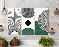 Large Modern Art Wall Decor Set of 3 Framed Canvas Prints Ready to Hang Abstract