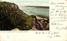Vintage Palisades on the Hudson River Postcard 1904 Travel View