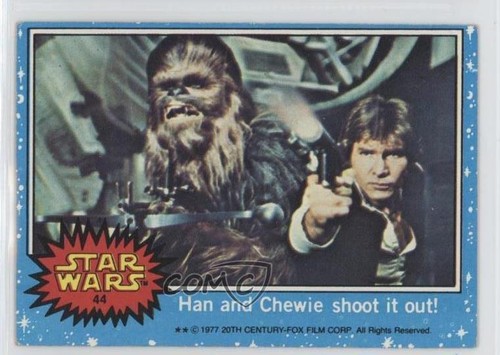1977 Topps Star Wars #44 Han and Chewie shoot it out! — Raw