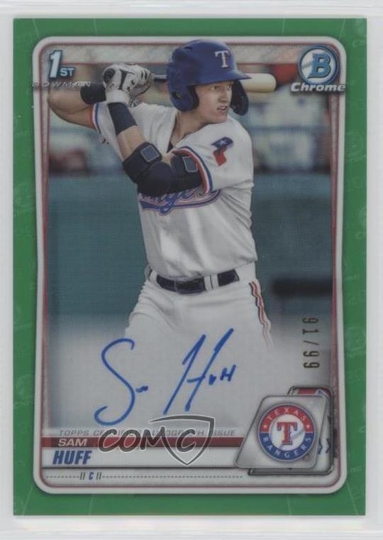 2020 Bowman Chrome Prospects Green Refractor 91/99 Sam Huff #CPA-SH Auto 15r3