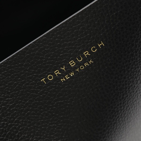 Tory Burch Perry Tote Bag Leather Black Women Used Authentic thumbnail 4