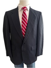 Oscar De La Renta Men  s Black Stripe Blazer Suit Jacket 2-Button Size 42R