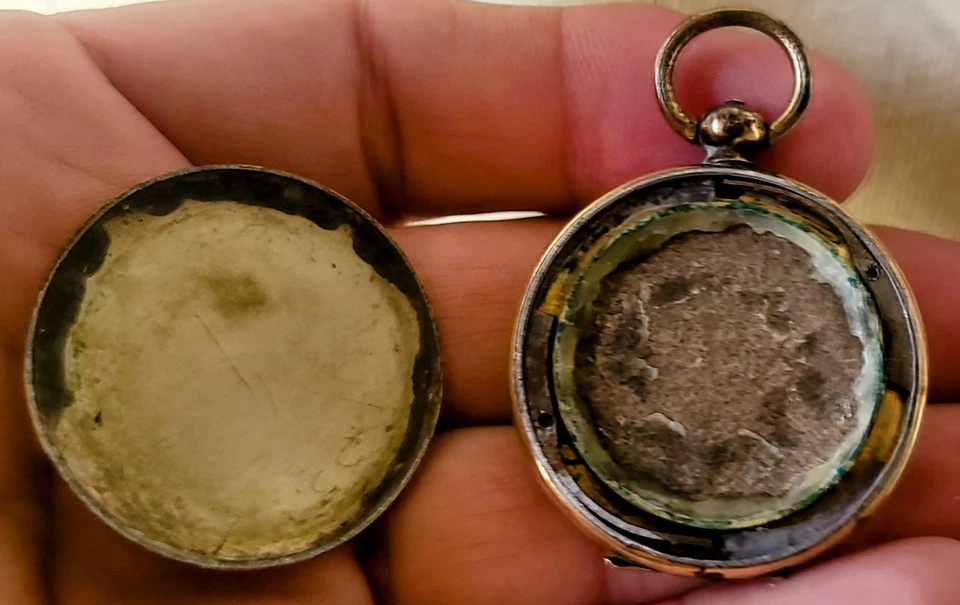 Daguerreotype Photographs Lady w Veil Man w Mutton Chop Sideburns In GF Locket  - Image 4 of 4