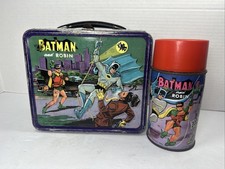 Vintage 1966 Batman Robin Metal Aladdin Superhero Lunchbox Lunch Box Thermos