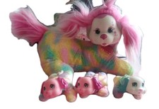 Puppy Surprise plush stuffed animal pink tie dye Mama dog and 3 puppies babies