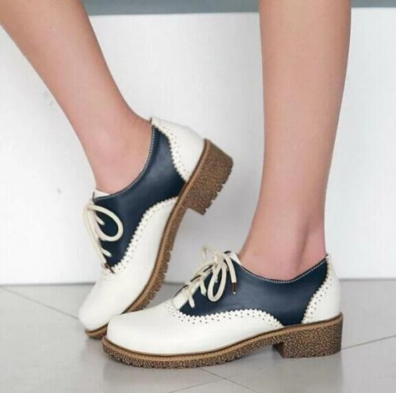 Women's Casual Low Heel Core Pulling Fashion Oxford Shoes Lace Up fashion comfy - Image 4 of 4