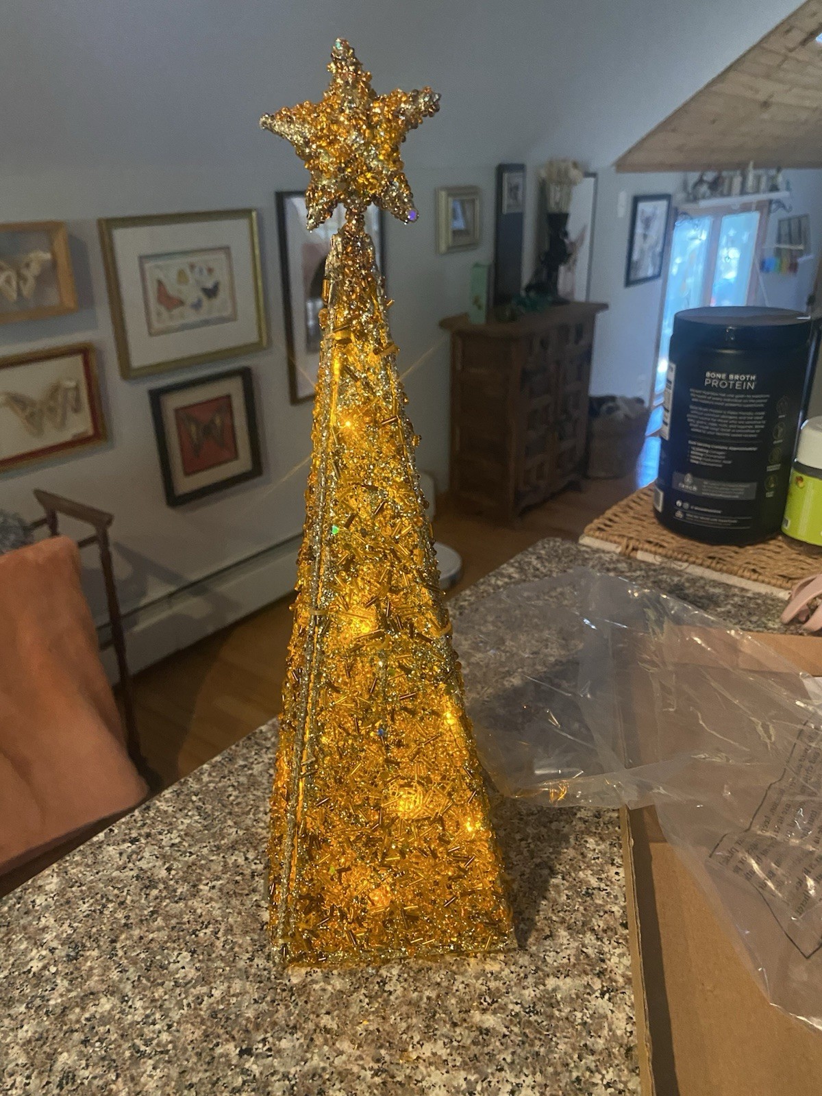 Vintage Avon Gold Majestic Lighted Christmas Tree 2006