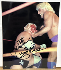 THE DREAM DUSTY RHODES AUTOGRAPH 8X10 SIGNED PHOTO VS RIC FLAIR WWE HOF AUTO NWA