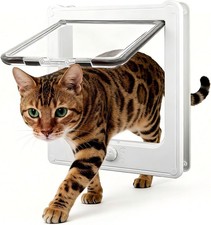NAMSAN Cat Flap Cat Door with 4 Way Locking Dog Flap for Wooden Door Windproof 