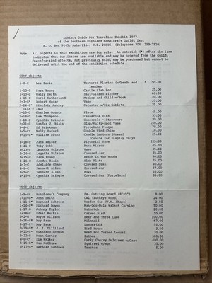 1977 Traveling Exhibit Guide Southern Highland Handicraft Guild Asheville Nc B68