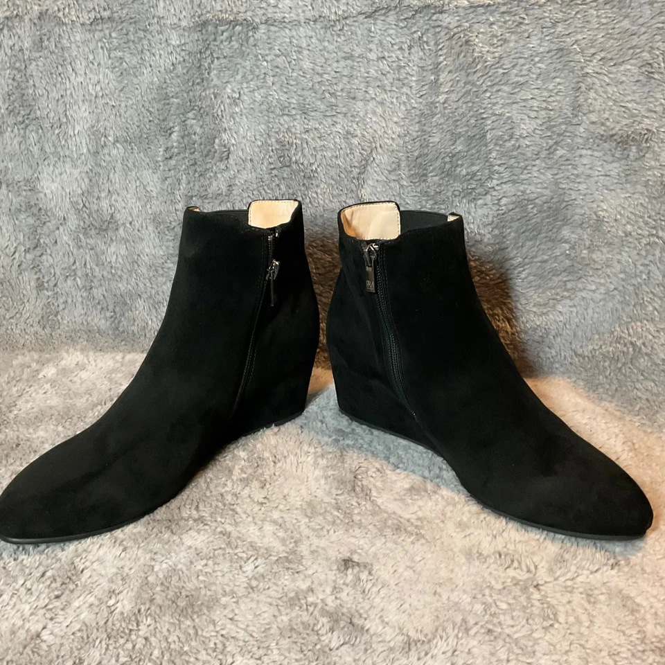 Nuevas Botas Pelle Moda Mujeres Negras Gamuza Cuña Tobillo Cremallera Talla 9M Tendencia Otoño Gamuza Foto 2 de 4
