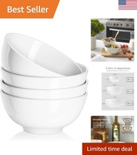 Versatile 22 OZ Soft White Bowls Set - Perfect for Cereal, Soup More