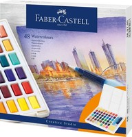 Faber-Castell 169748 - Aquarellfarben In NäPfchen, Mit Mischpalette Und Wasserta