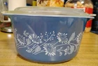 Vintage Pyrex Colonial Mist 473 1 Qt  Casserole Dish w/ Lid Blue Floral Pattern
