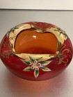 Vintage Arco Japan Orange/Red Ashtray Glass Hand Painted Floral  Lot of 2 — photo 3