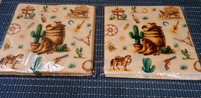 New 2 PKG 20 Count Each 2 Ply Paper Cowgirl Wild West Party 40 Napkins 6 1/2''