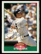 1989 Score Rookie & Traded #20T Steve Sax On Card Auto. rookie card picture