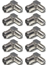 Right Angle Coax F-Jack to F-Quick Push On Plug, Male/Female Adapter 10 Pack 