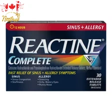 Reactine Complete Sinus + Allergy 30 Tablets – Fast Relief – Non-Drowsy Formula