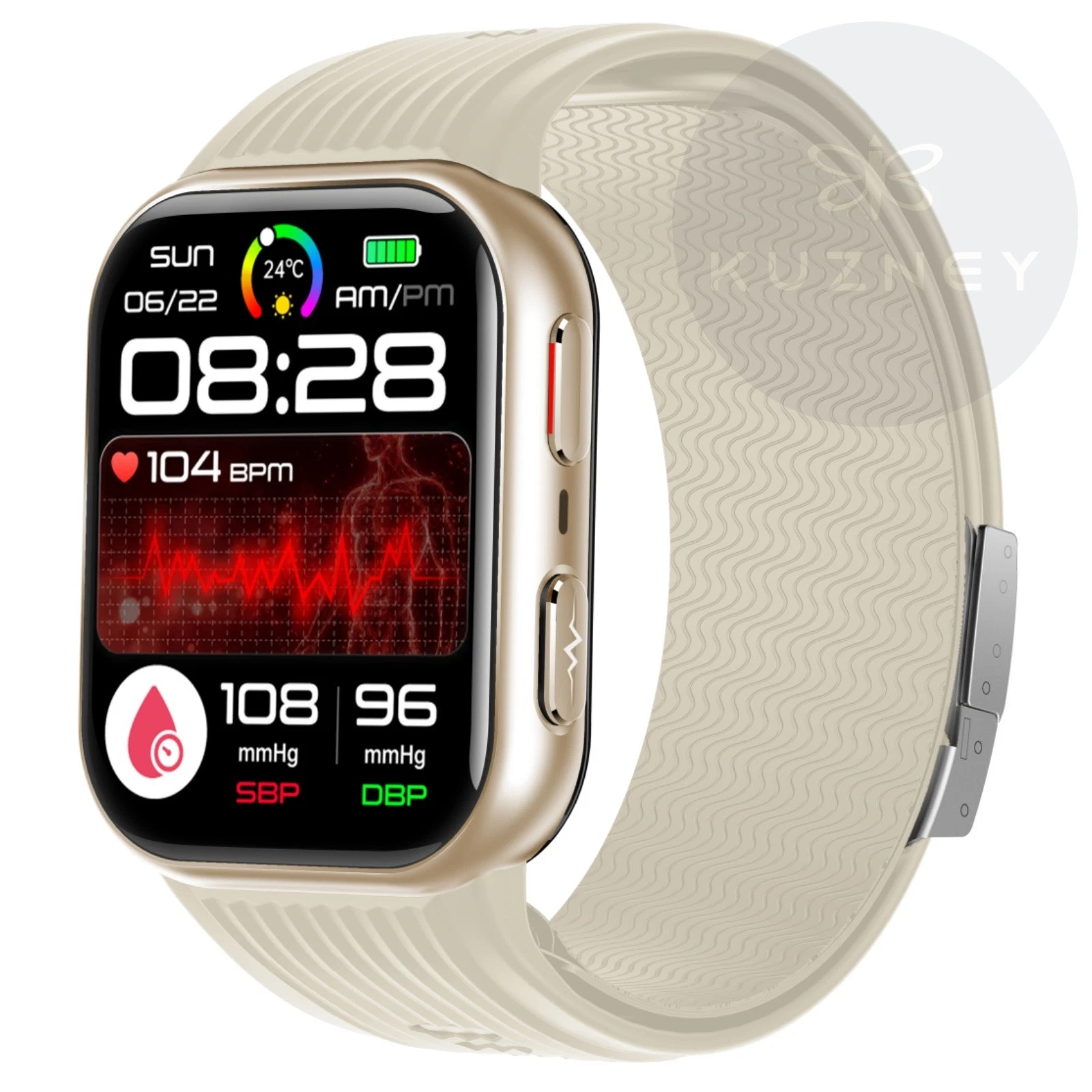 Kuzney Smartwatch TK67 Bluetooth Smart Watch Heart Rate Blood Oxygen Monitor