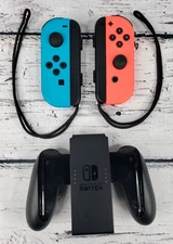 Nintendo Switch OEM Joy Con Controllers Neon Blue/Neon Red w/Straps and Grip
