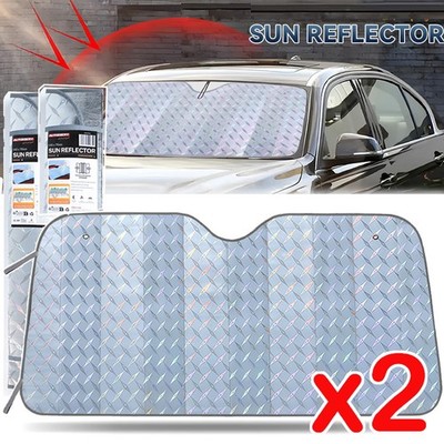 Universal 2 Sets Car Windshield Front Window Sun Shade Shield Cover Visor Block