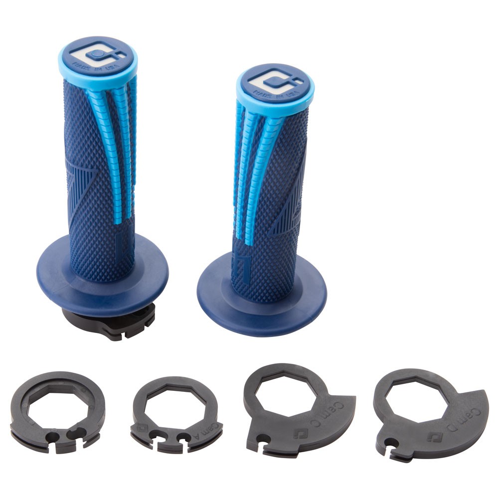 Odi V2 Emig Pro MX Lock-On Grips Navy Blue/Cyan For Husqvarna FC 250 2014-2022