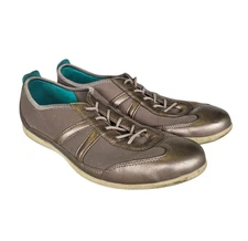 Ecco Bluma Women's Sz 10 Summer Sneakers Metallic Silver Toggle Leather Mesh