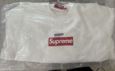 Supreme Washed Box Logo Crewneck Sweatshirt Size Medium White SS25
