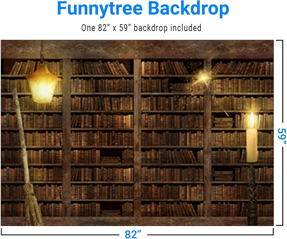 7X5Ft Wizard Magic Bookshelf Photography Backdrop for Halloween Decor - Image 3 of 4