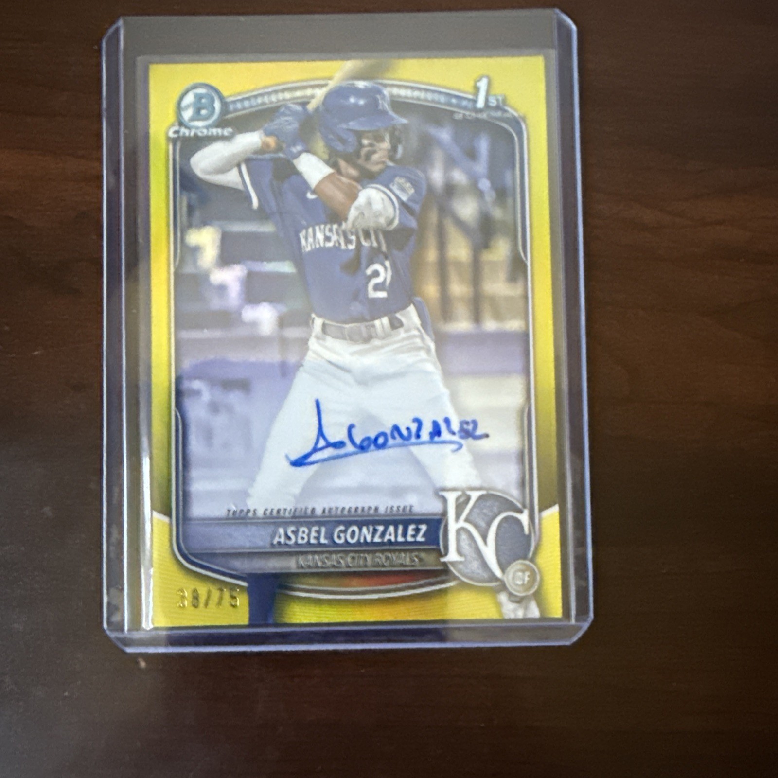 2025 Bowman Chrome Asbel Gonzalez 1st Yellow Auto /75 CPA-AG