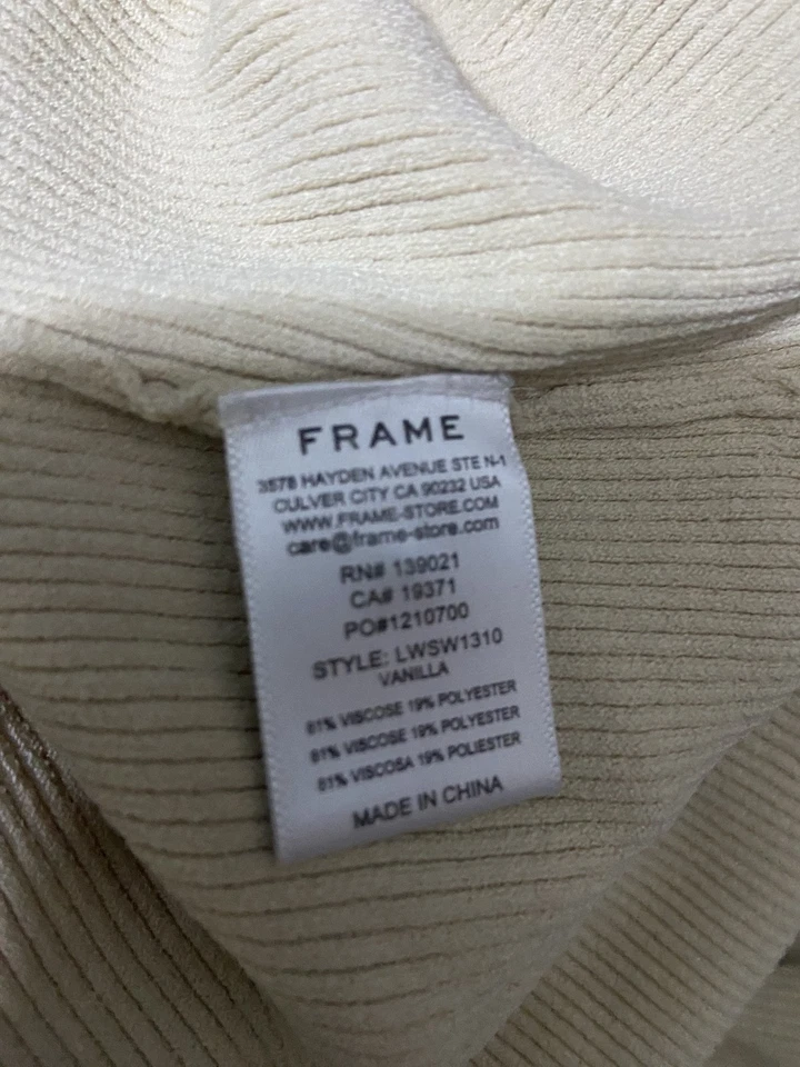 Camisa MARCO Mujer Pequeña Beige Botón Delantero Manga Larga Profundo V Acanalado Delgado Usada en Excelente Condición Foto 4 de 4