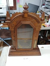 WATERBURY CALENDAR PARLOR CLOCK CASE WITH THERMOMETER, BAROMETER BRACKET