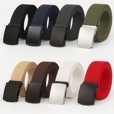 NEW ADJUSTABLE 72'CANVAS MILITARY WEB BELT BLACK SILVER BUCKLE BUY 2 GET 1 FREE