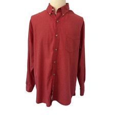 Chaps Men’s Button Down Shirt XXL Red White Small Plaid Long Sleeve 100% Cotton