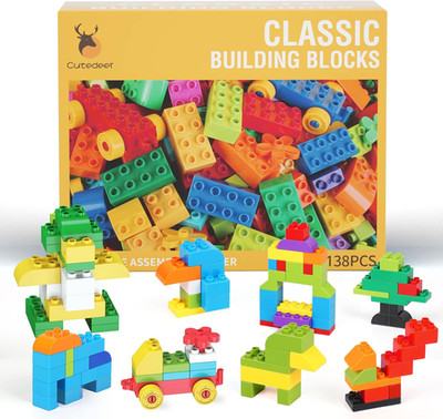 138 Piece Building Blocks for Kids Toddlers, Classic Big Bricks Set Compatible w