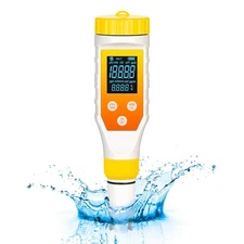 Hydrogen Water Tester,PH Meter 7 in 1 H2/TDS/EC/ORP/Salt/Temp with ATC & Back...