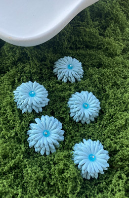 Handmade Sky Blue Flower Brooch Set of 5 / 5er Set Blumenbroschen Himmelblau