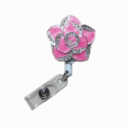 Cute Fashionable Adorable Bling Flower Reels ID Clip Card Document Badge Holders - Picture 12 of 18