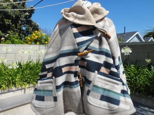 Lindsey Thornburg SANDHILLS CLASSIC CLOAK, Oversized Pendleton Hooded Coat, P/S