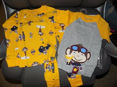 Wonderkids Racing Monkey 3PC Pajama Set Size 4T NEW 