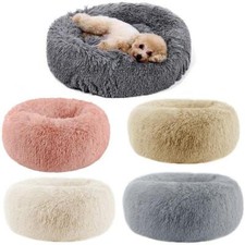 Large Shaggy Fluffy Fur Pet Beds Dog Puppy Cat Kitten Donut Cushion Mats Soft