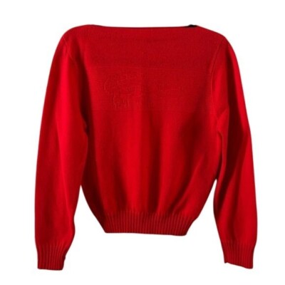 Vintage Lacoste Haymaker Boat Neck Sweater Orlon Acrylic Sz 36 Red Nautical Logo
