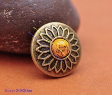 10X QUALITY ANTIQUE BRASS FLOWER LEATHERCRAFT WESTERN SADDLE BELT CONCHO 20MM