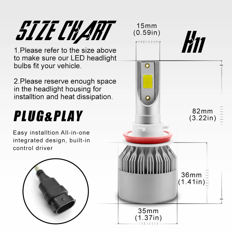 Faros LED de haz alto bajo bombilla antiniebla H1 H11 6X para Ford Focus 2012-2018 Foto 3 de 4