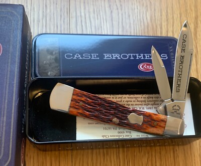 CASE BROS LARGE CHESTNUT GUNSTOCK KNIFE NEVER USED IN BOX #62130