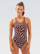 Dolphin Swimsuit Sz 32 Reliance Atomic Red Double X Back One Piece Built In Bra