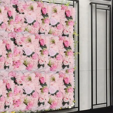 Artificial Flower Wall Panel Floral Backdrop Wedding Party Home Decor Pink 12x