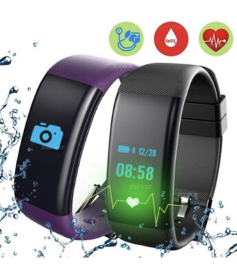 New Smart Bracelet Band Blood Pressure Oxygen DF30 Swim IP68 (Black)