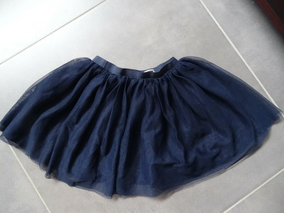 Jupe bleu fonce a volants en tulle ceinture elastique H M Taille 4 6 ans eBay